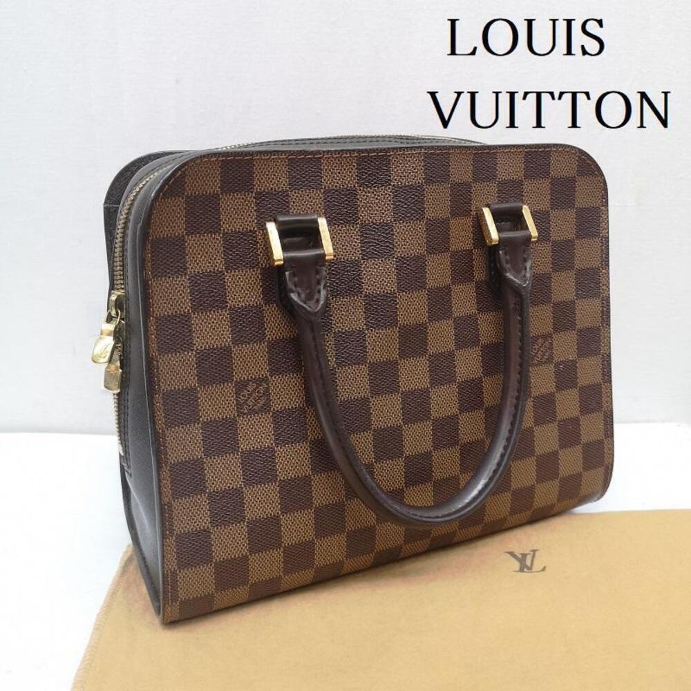 Louis Vuitton Damier Triana Top Handle Bag Canvas Leather Ebene Brown
